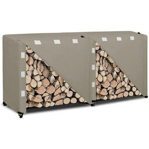 8 Ft Log Rack Cover 600D Heavy Duty Waterproof Firewood Cover 96"x24"x41", Camel